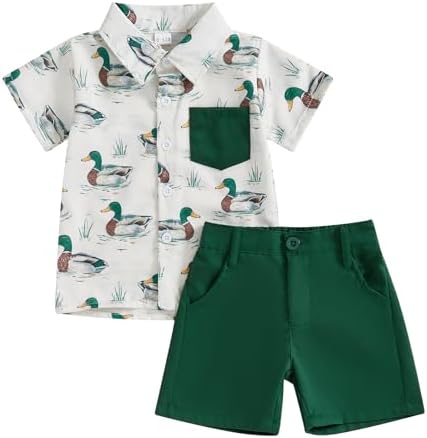 Duck Print Toddler Boy Summer Outfits Casual Trendy