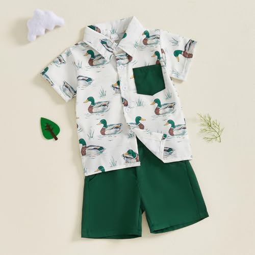Duck Print Toddler Boy Summer Outfits Casual Trendy
