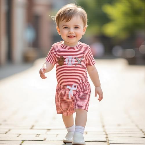 Toddler Baseball Stripe T-Shirt and Shorts Set