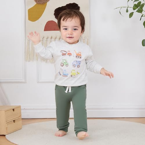 Pudcoco Toddler Boy Fall Winter Construction Truck Excavator Outfit Set