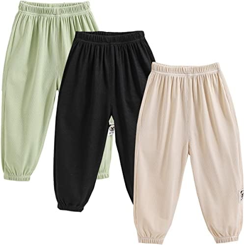3-Piece Summer Cotton Linen Ankle Trousers for Boys Girls