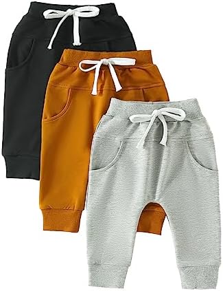 Covvoliy Toddler 3 Pack Solid Color Sweatpants