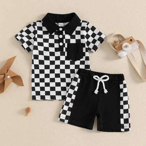 Chic Checkered Toddler Boy Summer Outfit