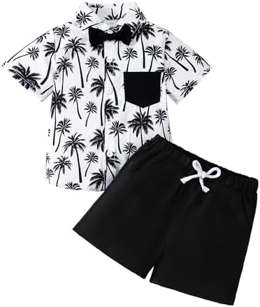 SUNNY PIGGY Little Boys Toddler Bowtie Shirts Shorts