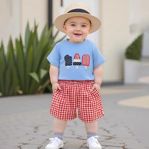 4th of July Popsicle Toddler Boy Outfit Set T-Shirt and Shorts