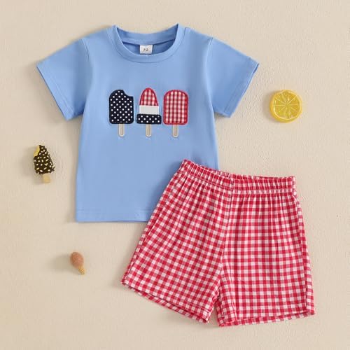 4th of July Popsicle Toddler Boy Outfit Set T-Shirt and Shorts