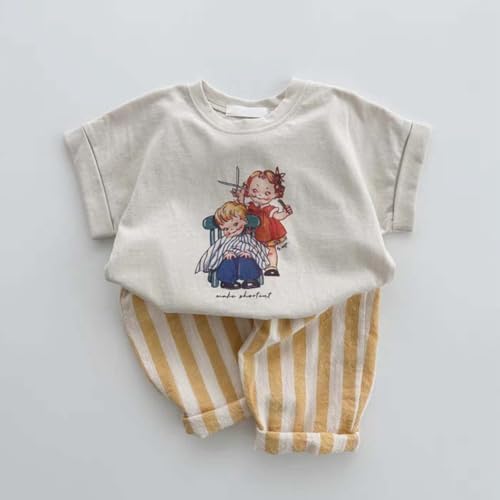 Kids Striped Linen Harem Pants Elastic Waist