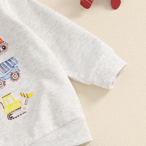 Pudcoco Toddler Boy Fall Winter Construction Truck Excavator Outfit Set