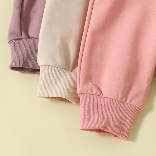 3-Pack Solid Cotton sweatpants for Babies Cute Lightweight