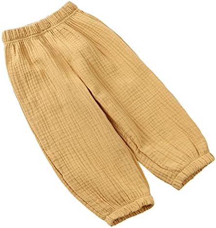Plain Cotton Linen Elastic Waist Trousers