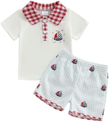 Bagilaanoe 4th of July Toddler Boy Sailboat Outfit