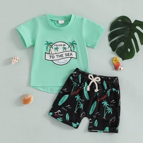 Toddler Boy Summer Clothes Set with Hawaiian Shirts and Shorts