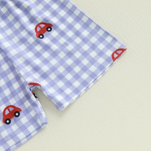Baby Boy Clothes - Tractor Embroidery T-Shirt Plaid Shorts Set