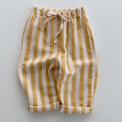 Kids Striped Linen Harem Pants Elastic Waist