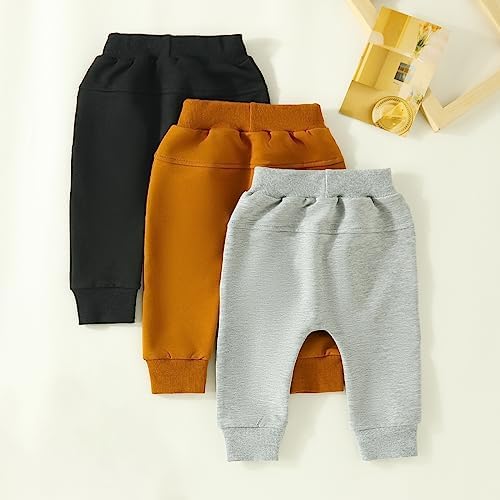 Covvoliy Toddler 3 Pack Solid Color Sweatpants