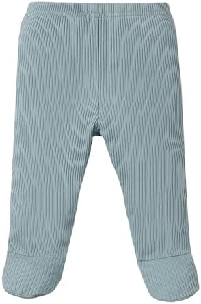 SOBOWO Newborn Footed Pants 3-Pack Solid Ribbed