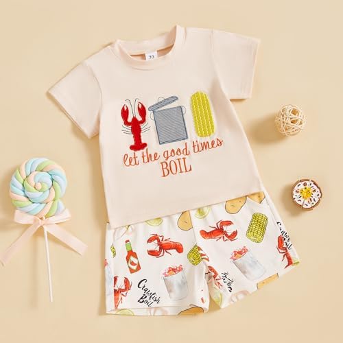 Motlapol Toddler Boy Crawfish Print 2-Piece Set