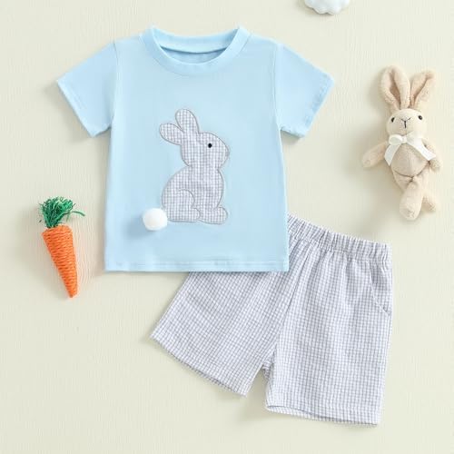 Baby Boy Easter Set with Bunny Carrot Embroidery
