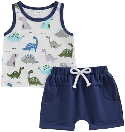 Sasaerucure Dinosaur Tank and Shorts Set for Baby