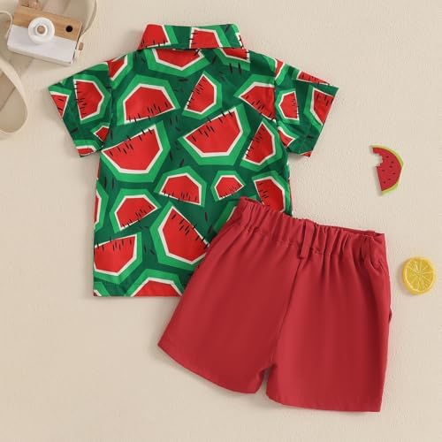 Relaxed Toddler Boys Outfit with Watermelon Print Set
