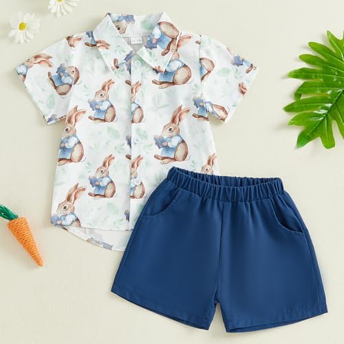 Easter Outfit Toddler Boy Button Down Shirt Shorts Set