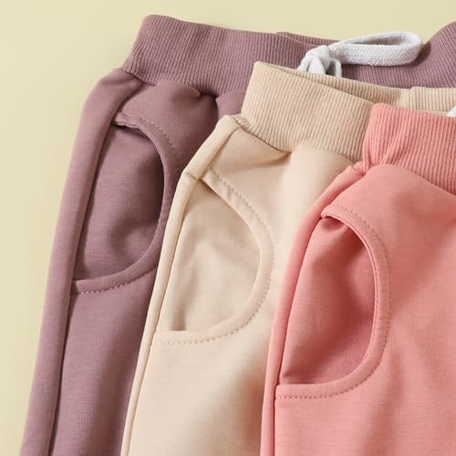 3-Pack Solid Cotton sweatpants for Babies Cute Lightweight