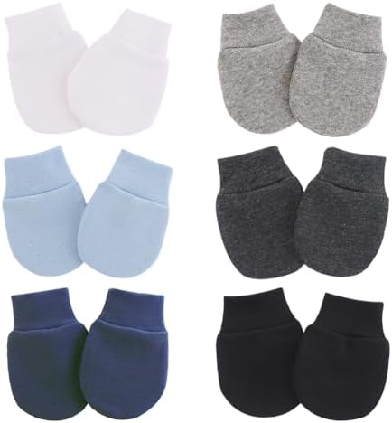 GSHLLO 6-Pair Cotton Newbornmittens Soft Breathable for Babies