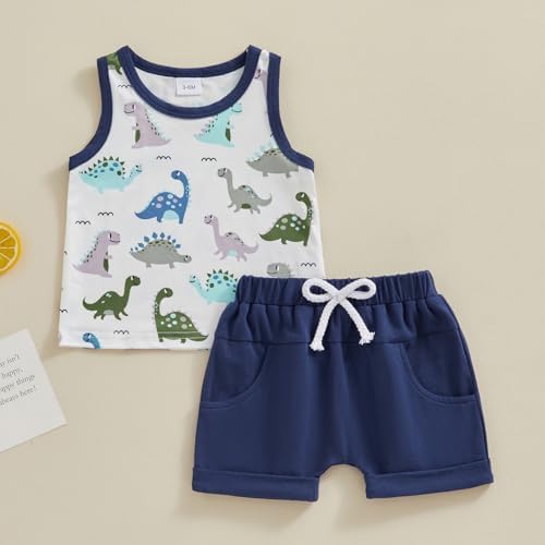 Sasaerucure Dinosaur Tank and Shorts Set for Baby