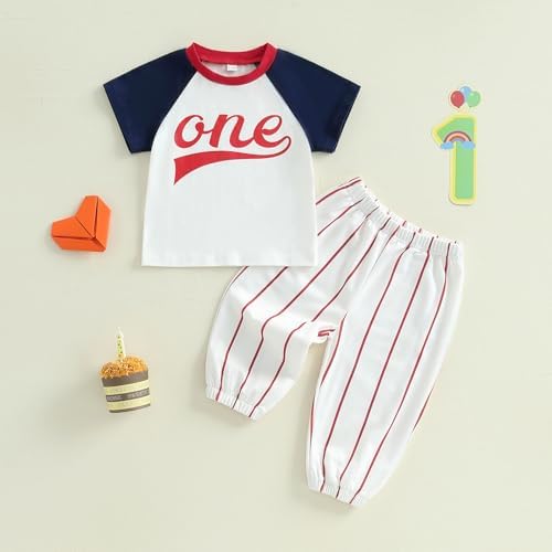 Newborn Baseball First Birthday Outfit T-Shirt Pants Set for Boys