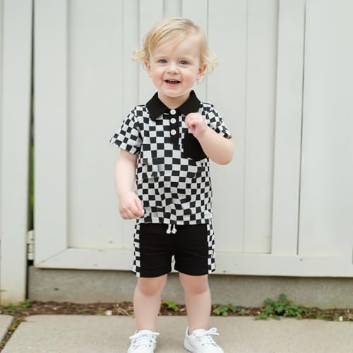 Chic Checkered Toddler Boy Summer Outfit