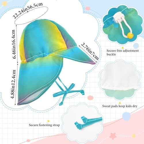 RPLife Pink Green Gradient Adjustable Toddler Sun_hat 2T-4T