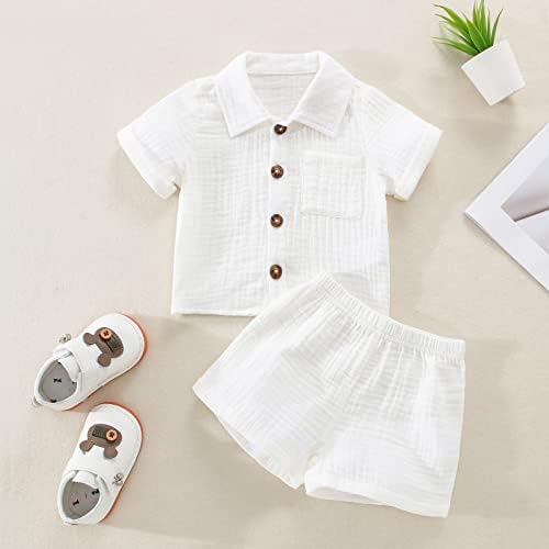 SHIBAOZI Toddler Boys Button-Down Shirt Set with Shorts Summer 2pcs