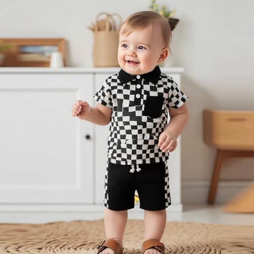Chic Checkered Toddler Boy Summer Outfit