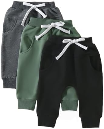 3 Pack Baby Boys Cotton Jogger Pants Spring Fall Winter