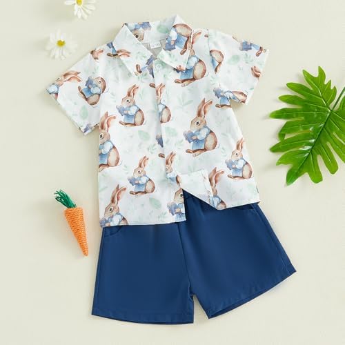 Easter Outfit Toddler Boy Button Down Shirt Shorts Set
