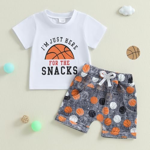 Cute Baby Boys Basketball Print T-Shirt Shorts Summer Set