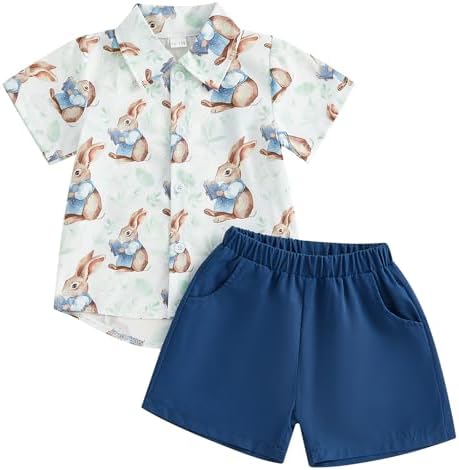 Easter Outfit Toddler Boy Button Down Shirt Shorts Set