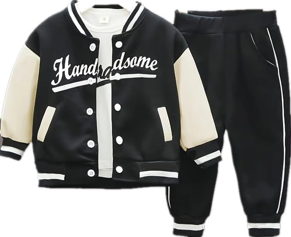 Autumn Fashion 3-Piece Baseball Suit Set for Toddlers