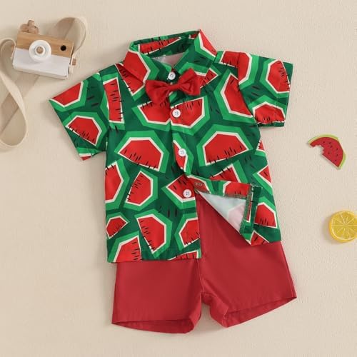 Relaxed Toddler Boys Outfit with Watermelon Print Set