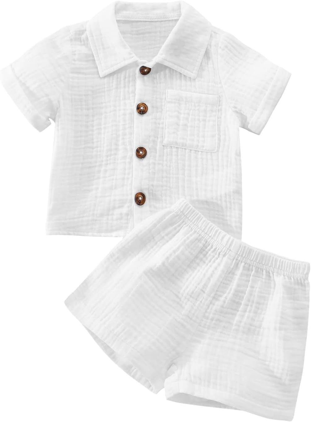 SHIBAOZI Toddler Boys Button-Down Shirt Set with Shorts Summer 2pcs