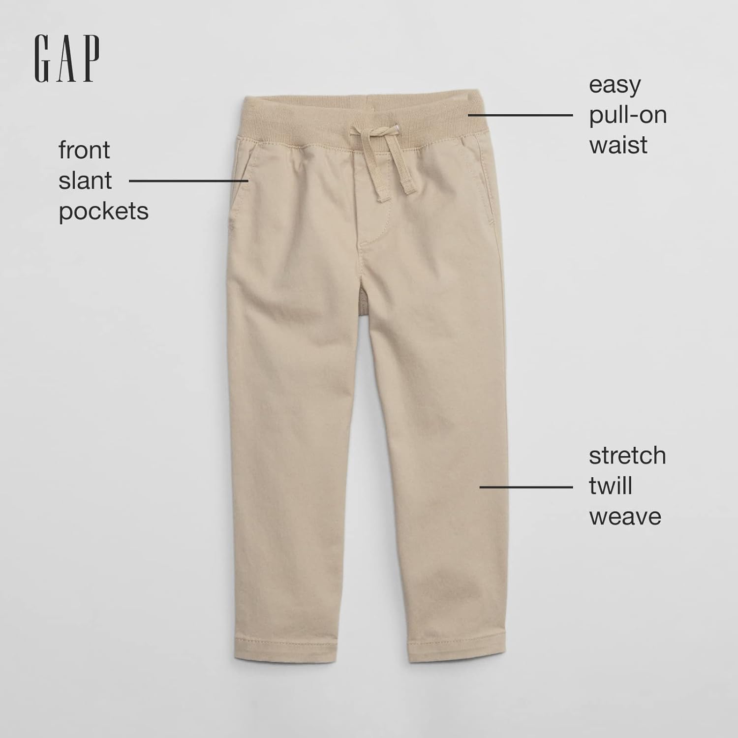GAP Baby Boys Rib Waist Pull-On Khaki Chino Pants for Growth