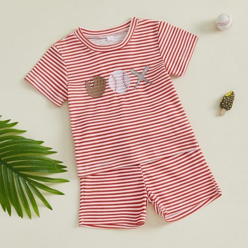 Toddler Baseball Stripe T-Shirt and Shorts Set