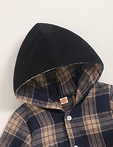 Fuermos Toddler Boys Flannel Lattice Button-Down Hoodie Set - FallWinter Perfectly CozyBundle