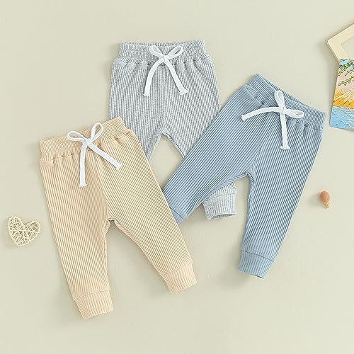 Socutebabe 3Packs Unisex Toddler Boys Girls Joggers Pants Solid Drawstring Sweatpants