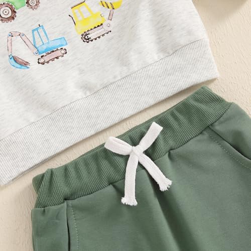 Pudcoco Toddler Boy Fall Winter Construction Truck Excavator Outfit Set