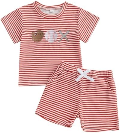 Toddler Baseball Stripe T-Shirt and Shorts Set