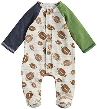 Mud Pie Baby Boys Oatmeal Football Sleepy