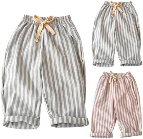 Kids Boys Girls Striped Linen Haritha Harem Pants Elastic Waist Spring Summer Casual