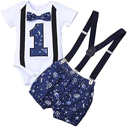 IDOPIP Baby Boys 1st Birthday Cake Smash Outfit