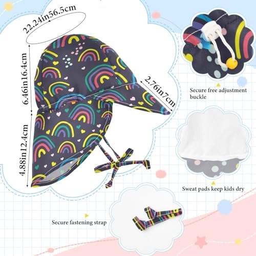 Adjustable Toddler Beach Hat with Rainbow UV Protection for Boys and Girls
